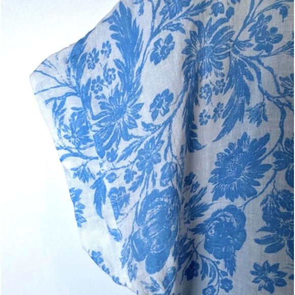 Bellambra Top Womens Small Blue White Floral Linen Made in Italy Blouse Coastal - Picture 5 of 10